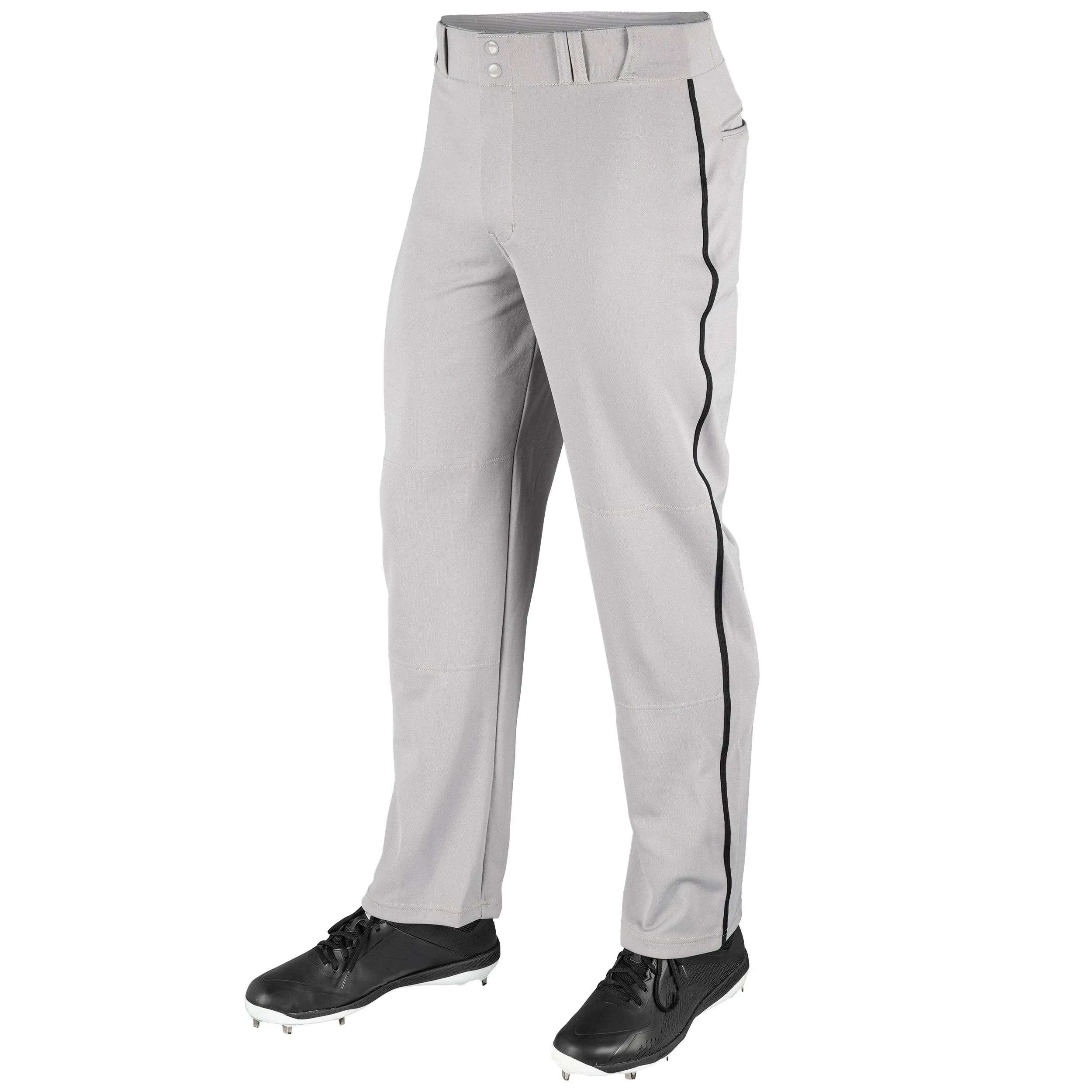 Champro Men's MVP Open Bottom Pant with Pipe, Grey/Scarlet / XL