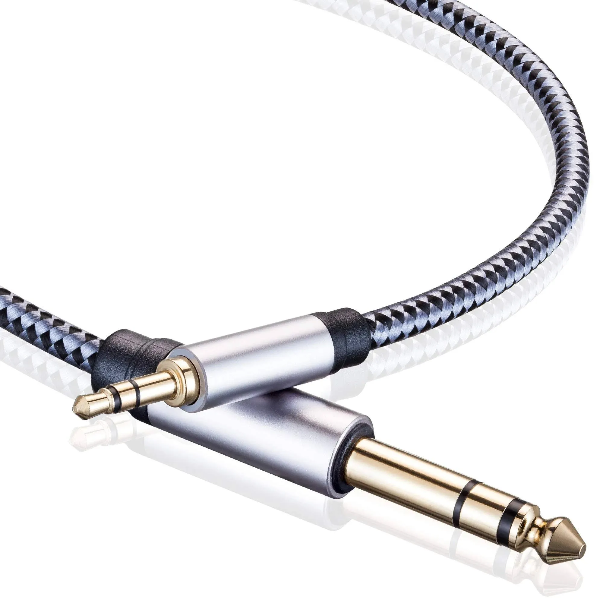 Tiierzon 1/8 to 1/4 Stereo Cable 6.35mm 1/4" Male to 3.5mm 1/8" Male Trs Bidirectional Stereo Audio Cable Jack for Guitar