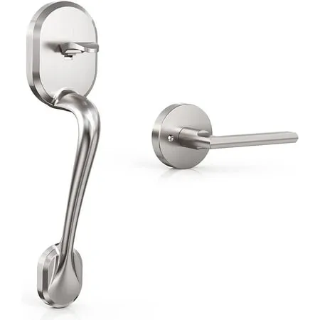 Front Entry Handle, Single Cylinder Lower Handleset Door Lever Satin Nickel Silver for Exterior/Interior Compatible With Left and Right Side Door