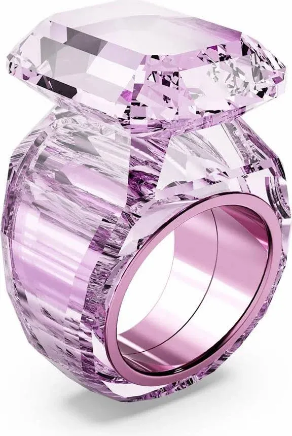 SWAROVSKI Lucent Cocktail Ring Jewelry Collection, Blue Crystal, Pink Crystal