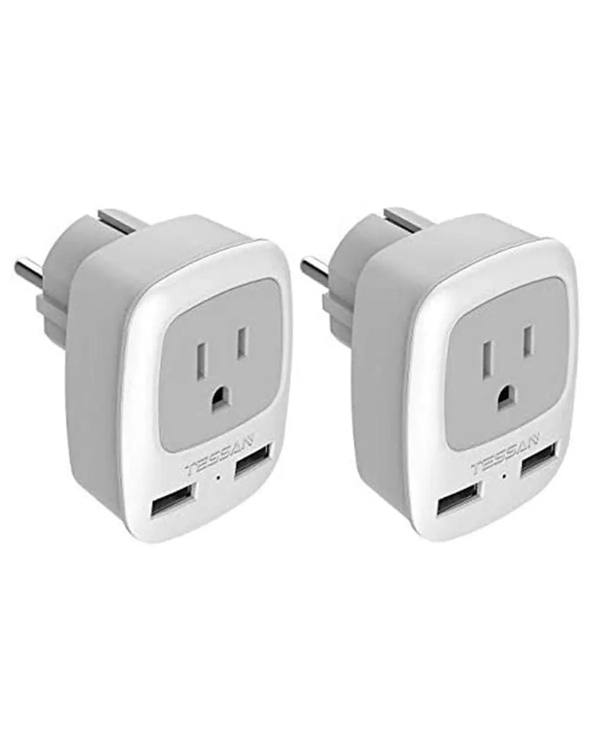 European Travel Plug Adapter, TESSAN International Power Plug with 2 USB, Type C Outlet Adaptor Charger for US to Most of Europe EU Iceland Spain Italy France Germany