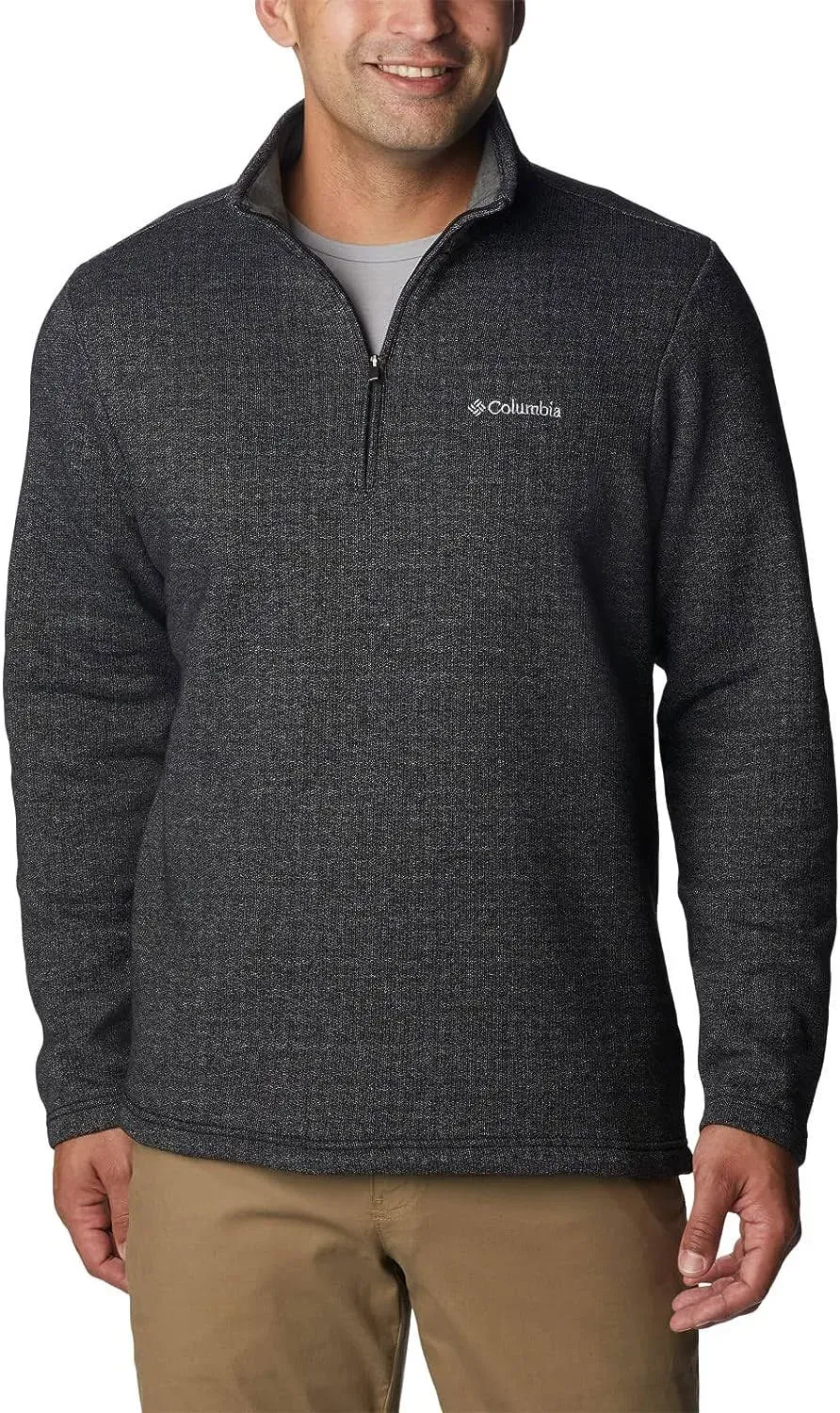 Columbia Men&s Great Hart Mountain III Half Zip (L Black Heather)