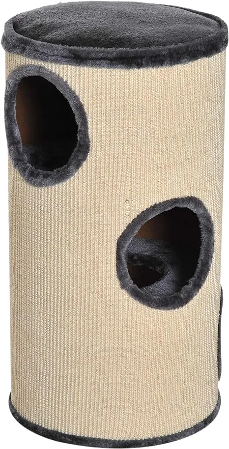 PawHut 28&quot; Cat Condo 3-Story Cat House with Sisal, Gray