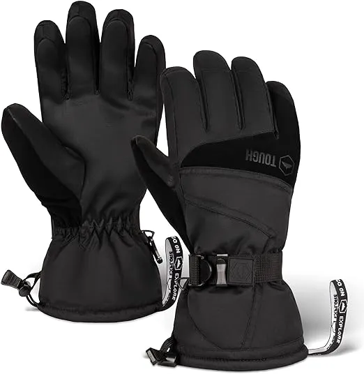 Ski & Snow Gloves - Waterproof Insulated Winter Snowboard Gloves for Skiing, Snowboarding fits Men & Women - Cold Weather Gloves w/ Wrist Leashes, Thermal Insulation & Synthetic Leather Palm