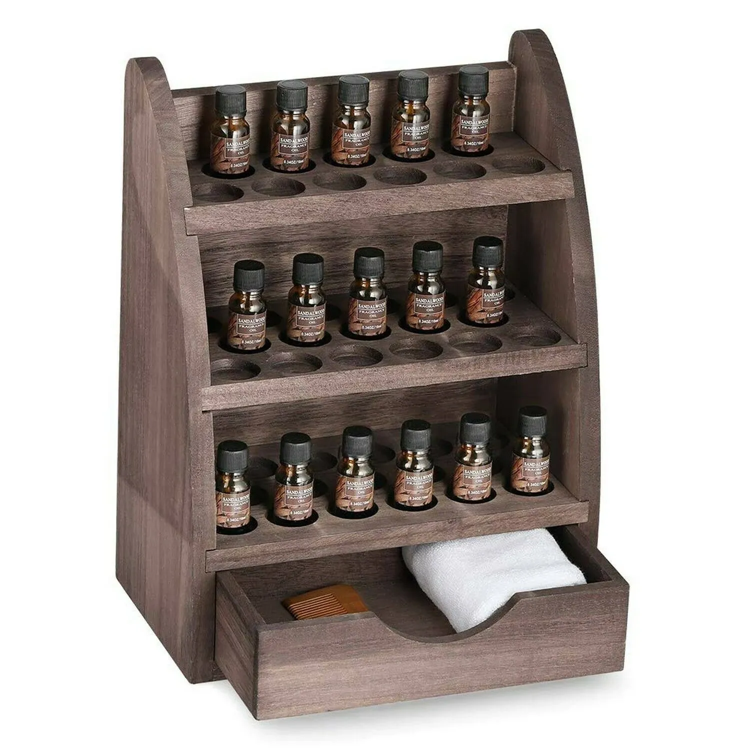 LIANTRAL Essential Oils Storage Rack 2 Tiers Wooden Nail Polish Display Holder for 5/10/15/20 ml Bottles Set of 2