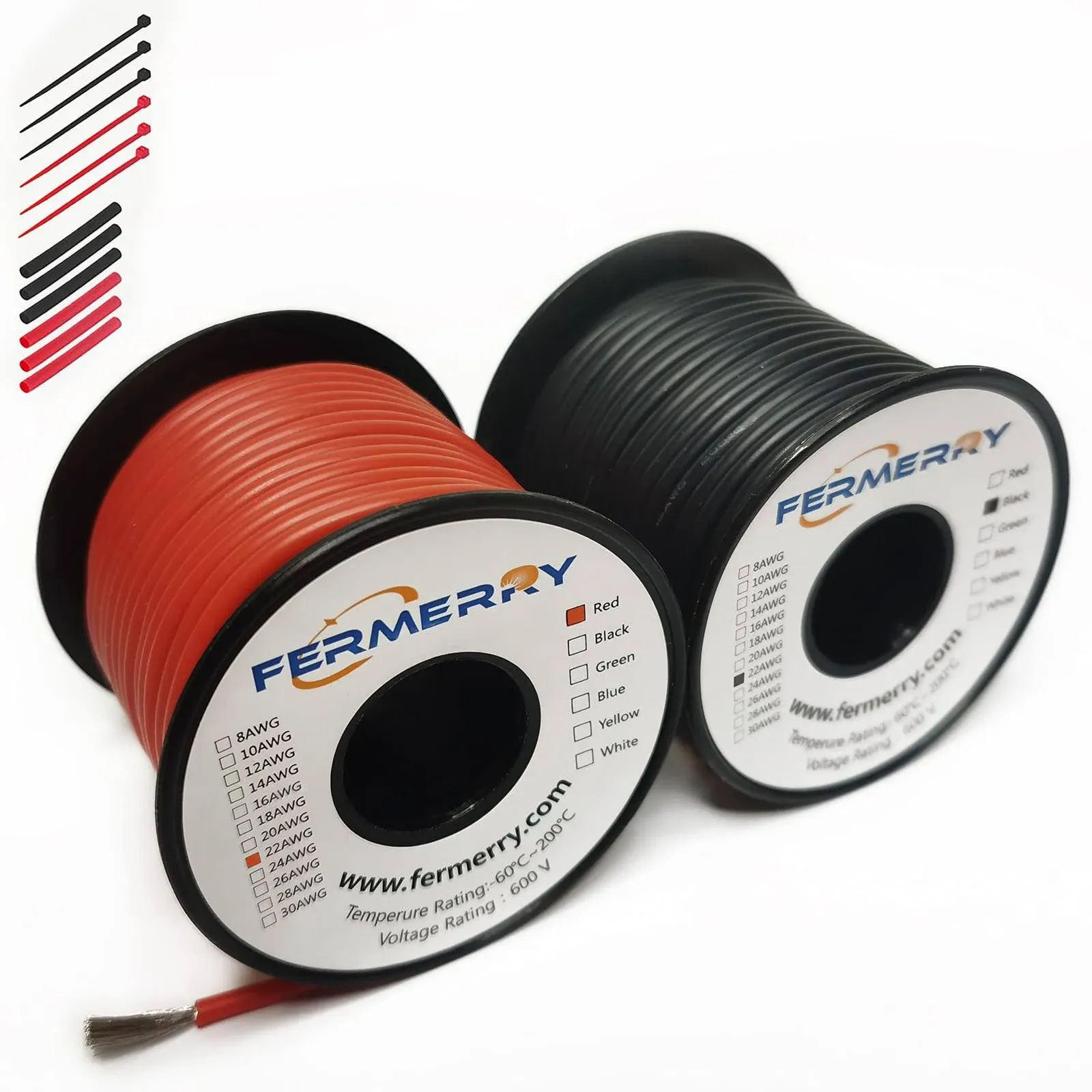 22 AWG Stranded Wire Red and Black 100Ft Each 22 Gauge Electrical Hook up Wir...