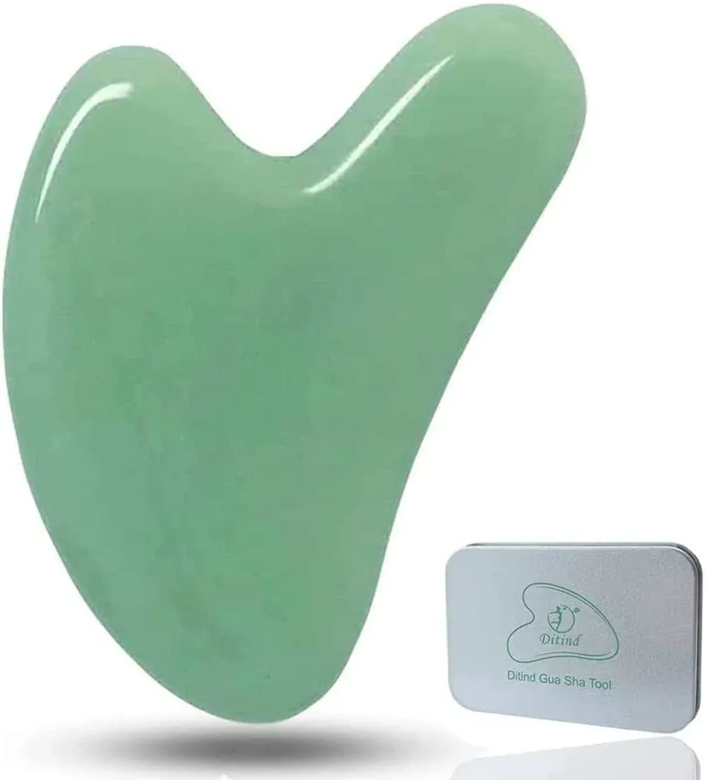 Ditind Gua Sha, Guasha Tool for Face, Natural Jade Stone Gua sha Tool for Face and Body SPA, Gua Sha Scraping Massage Tool for Toxins Prevents Wrinkles and Acupuncture Therapy