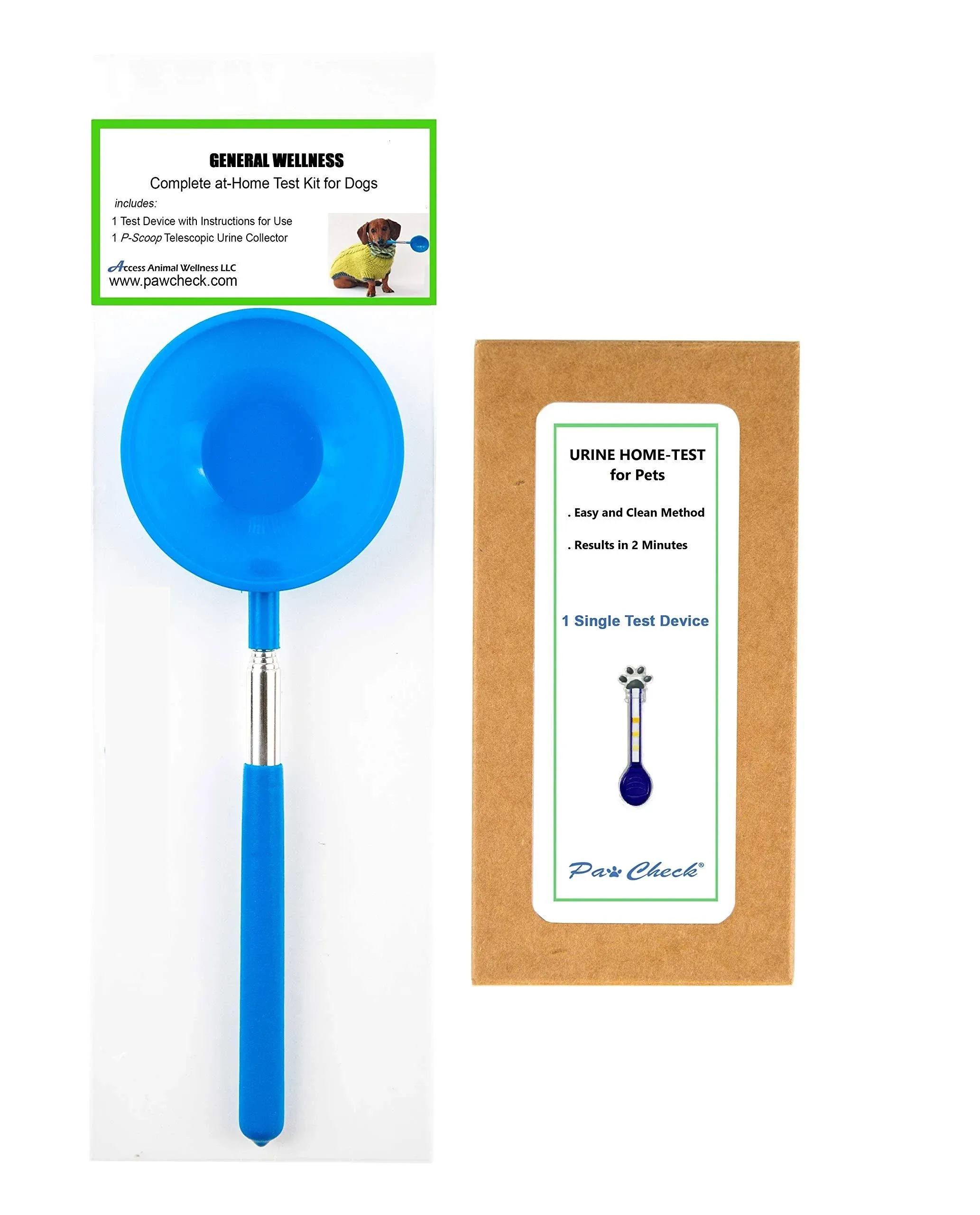 PawCheck UTI Test Kit for Dogs with Reusable P-Scoop Telescopic Urine Collector