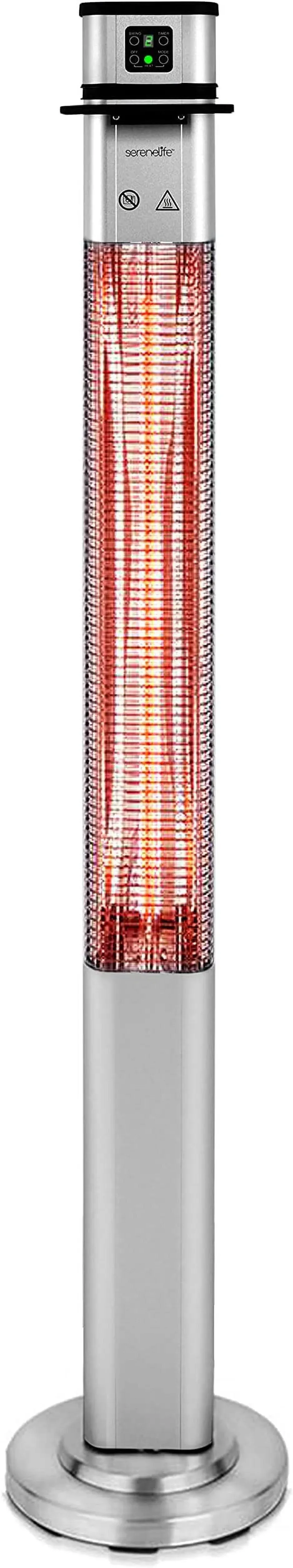 SereneLife Infrared Patio Heater, Electric Patio Heater with Remote Control, 1500 W, Indoor/Outdoor Heaters for Patio, Restaurant, Backyard, Garage, Decks (Silver)