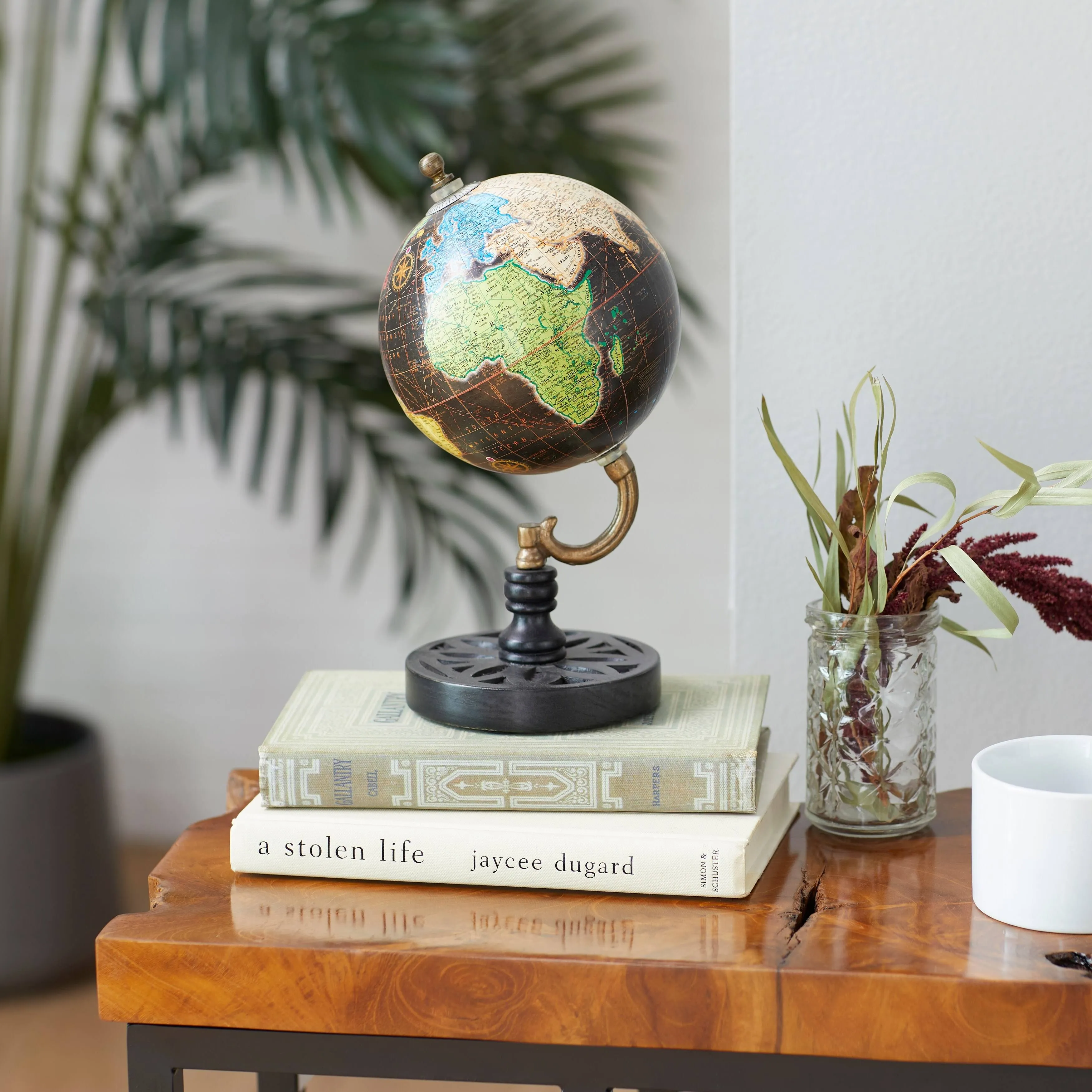 Wood Globe 5&#034; x 5&#034; x 10&#034; Black