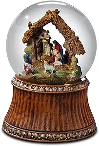  Nativity Holiday Water Globe with Stable - Plays The First Noel - 4&#034; Globe, 