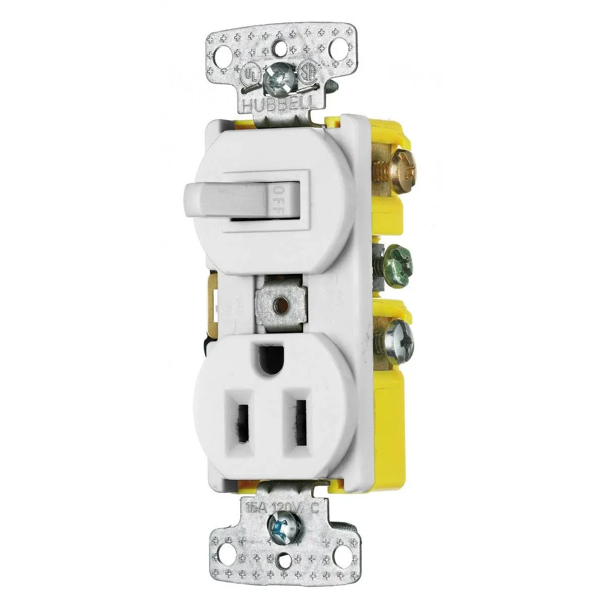 Bryant Combination 15A Single-Pole Toggle 15A 125V Receptacle White (RC108W)