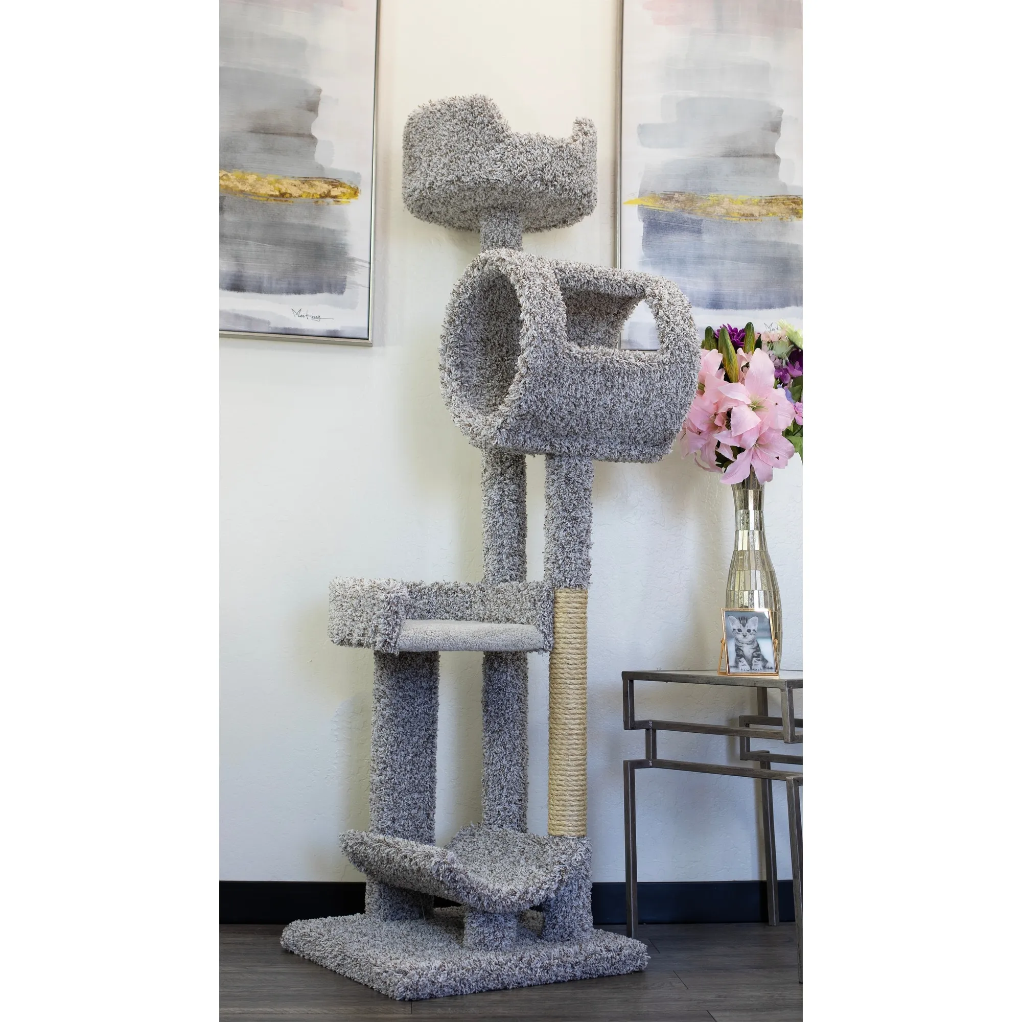 PawHut 9' Adjustable Height Floor-to-Ceiling Vertical Cat Tree