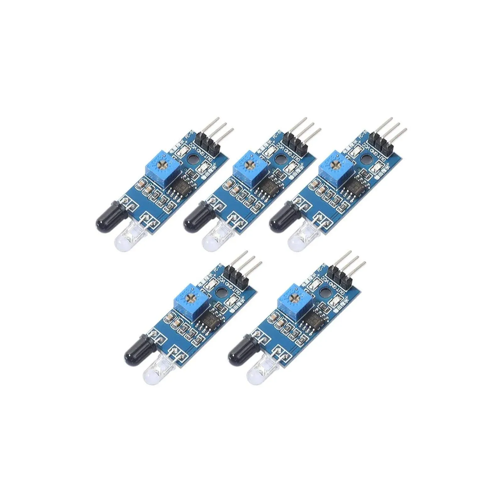 5pcs IR Infrared Obstacle Avoidance Sensor IR Transmitting and Receiving Tube Photoelectric Switch 3-pin Compatible with Ar-duino Smart Car Robot