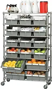 Seville Classics Commerical Grade NSF-Certified Bin Rack Storage Steel Wire Shelving System - 16 Bins - Gray