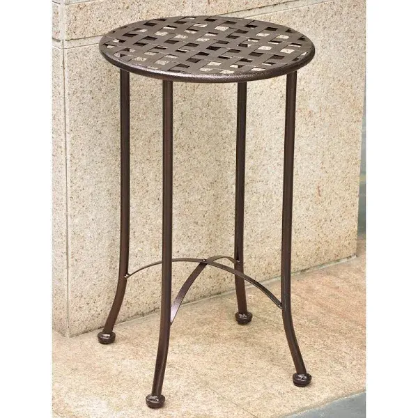 International Caravan Mandalay 16-inch Iron Patio Side Table, Brown