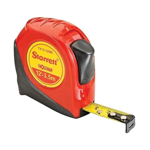 Starrett Exact Retractable Imperial/Metric Pocket Tape Measure with Nylon Coating, Self Adjusting End Hook, and Steel Belt Clip - 1" Width x 26' Length - KTX1-26ME-N