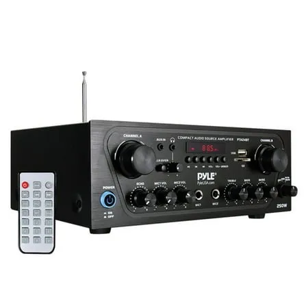 Pyle PTA24BT Compact Bluetooth Audio Stereo Receiver with FM Radio