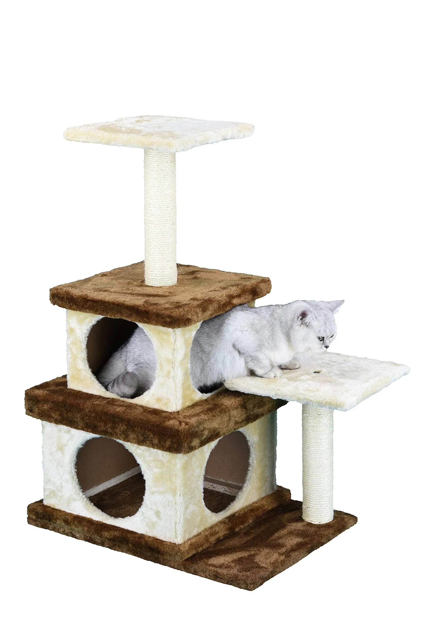 Homessity 32" Economical Cat Tree House HC-005 - Beige/Brown