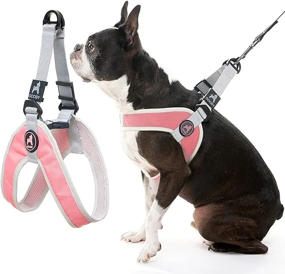 Gooby Simple Step in III Harness - Pink, Large - Small Dog Harness with Scratch Resistant Outer Vest - Soft Inner Mesh Harness for Small, Medium Dogs