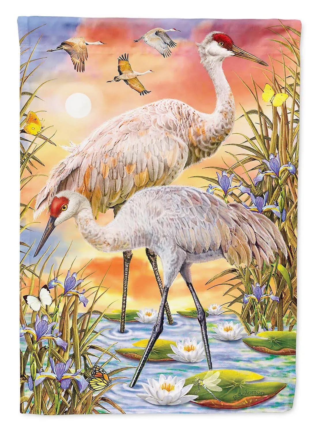 Carolines Treasures PRS4003CHF 28 x 0.01 x 40 in. Sandhill Cranes Canvas House Flag