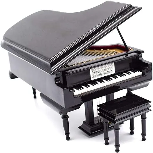 Piano Music Box With Bench And Black Case Musical Boxes Gift For Christmas/birt<wbr/>h