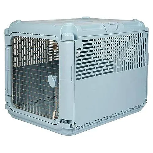 SPORT PET Plastic Kennels Rolling Plastic Wire Door Travel Dog Crate, Collabs...