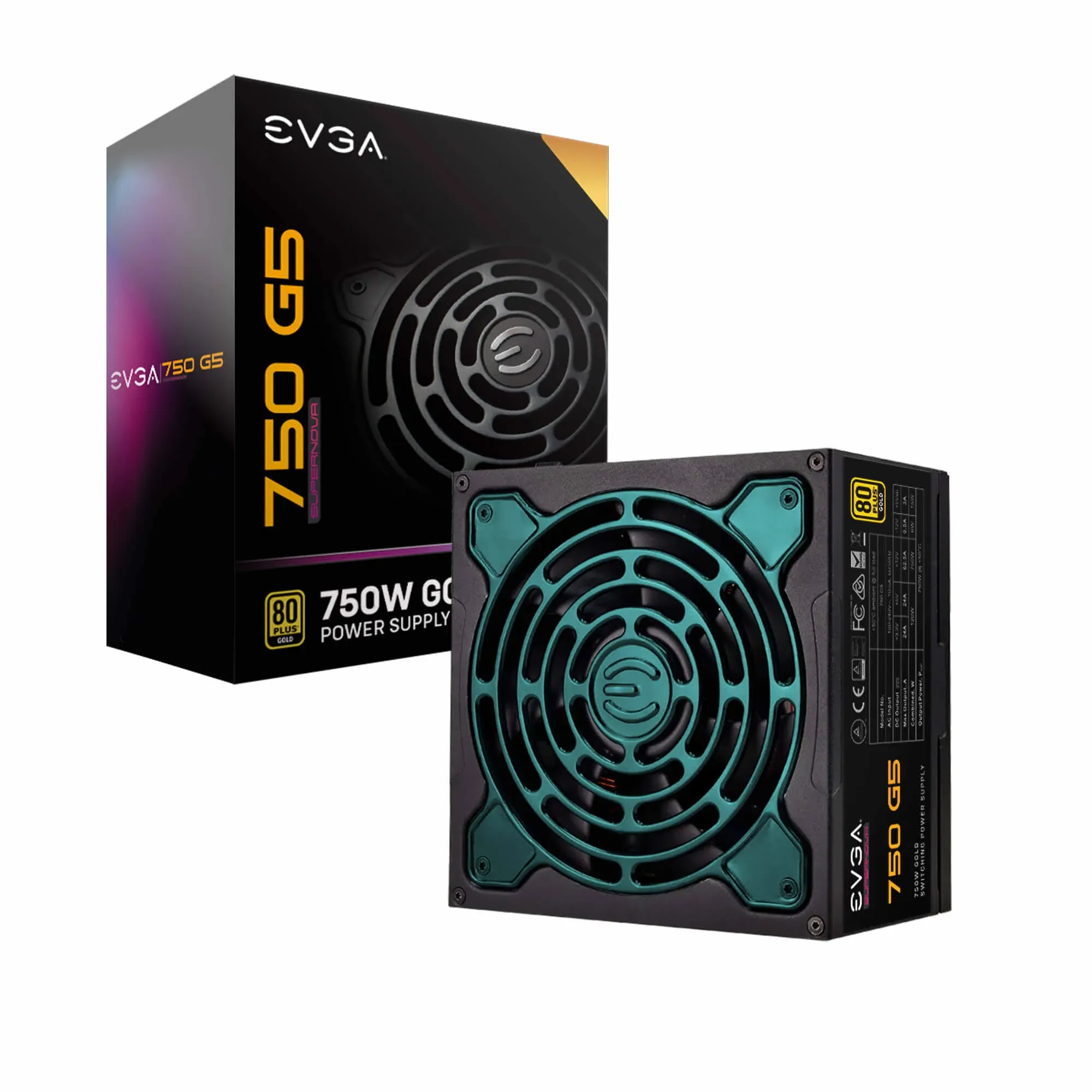 EVGA 220-G5-0750-X1 Super Nova 750 G5, 80 plus Gold 750W, Fully Modular, ECO Mod