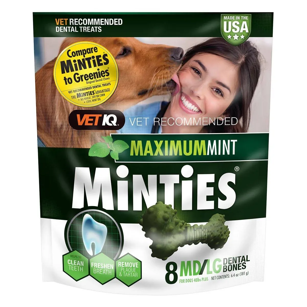 Minties Medium/Large Dental Bone Dog Treats, 16 oz.