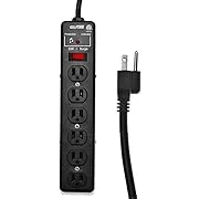 Digital Energy EMI Sound Filter/Noise Reducer - 8 Foot Long 14/3 Cable - 6 Outlet Metal Studio Surge Protector Power Strip | 1200 Joule, Heavy Duty Construction