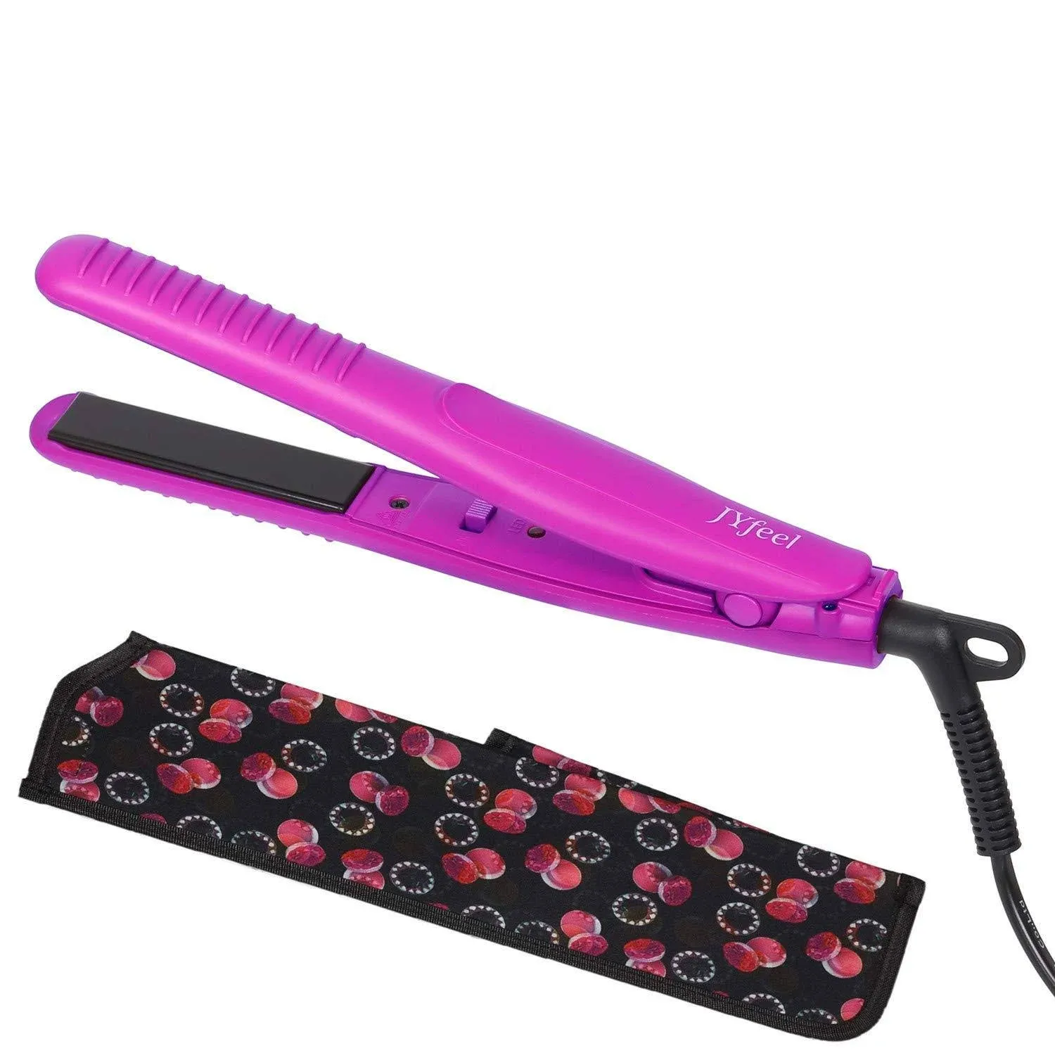 Mini Travel Flat Iron, 2/3 inch, Ceramic Tourmaline, Dual Voltage Hair Straightener, instant Heat Up to 430, with Travel Case