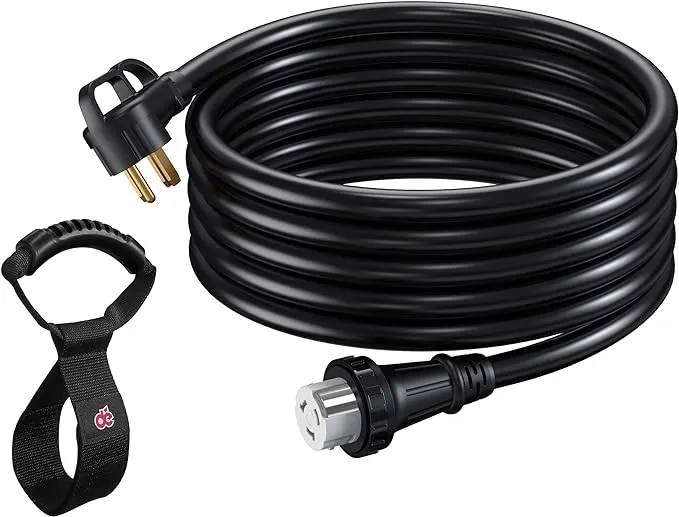 dé 50 Amp Generator Cord, 25ft NEMA 14-50P to SS2-50R, 4 Prong 50Amp Generator Cord for 50A Power Inlet Box, Twist Lock, 6/3 + 8/1 AWG Wire - ETL Listed