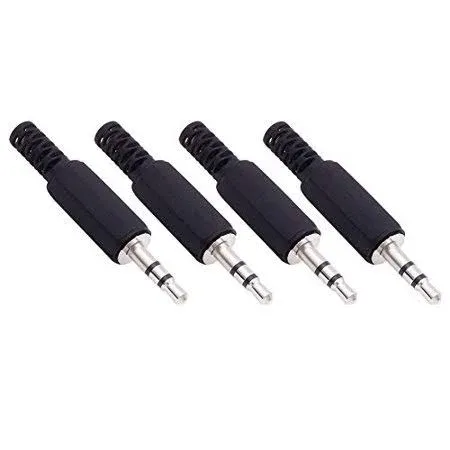 Fancasee 4 Pack 3.5mm Replacement Repair Plug Jack TRS 3 Pole Stereo Male Plug 1/8" 3.5mm Solder Type DIY Audio Cable Connector for Headphone Headset Earphone Cable Repair