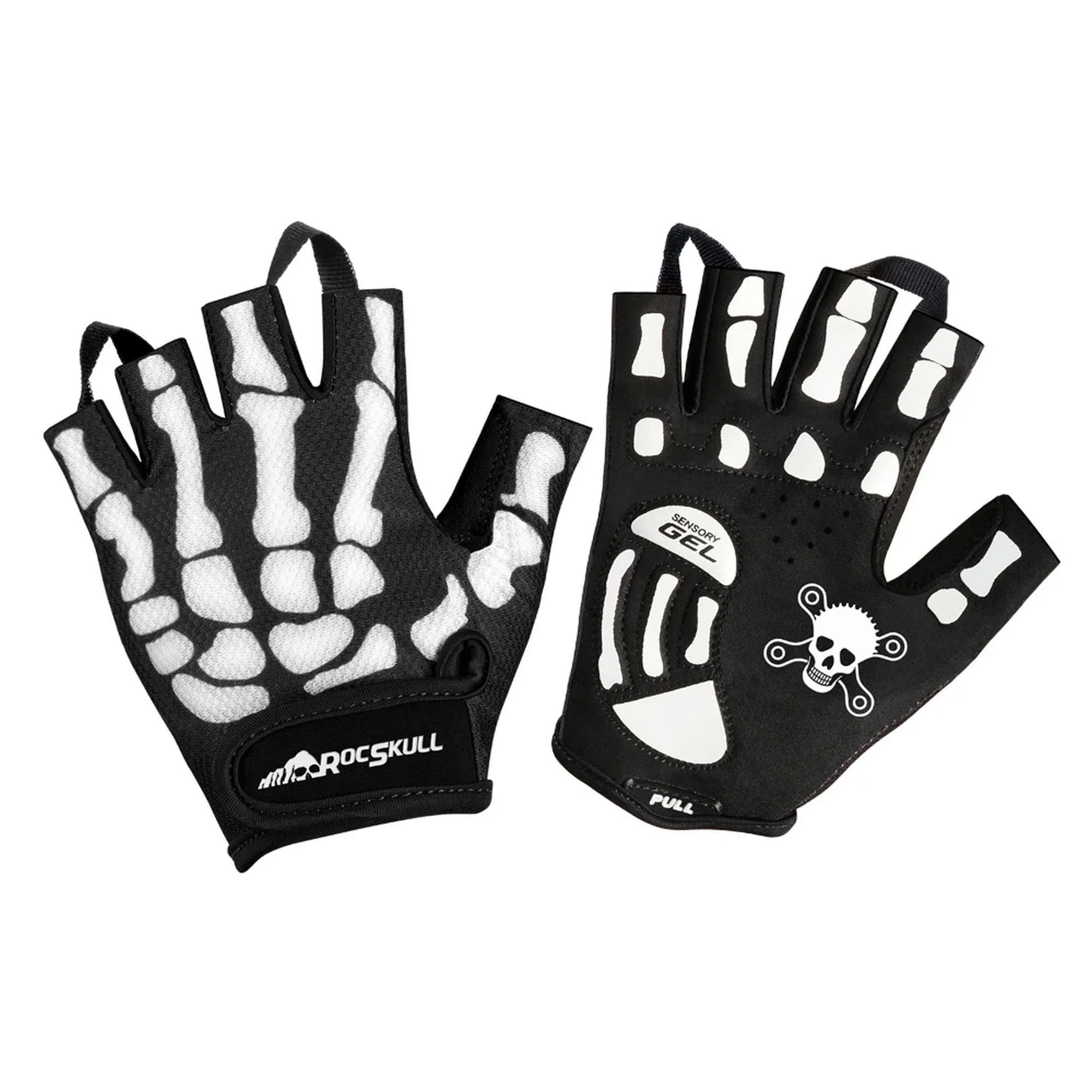 Skeleton Cycling Gloves Gel Padded Road Mountain BMX Full or Half Finger Men Women Child Sizes