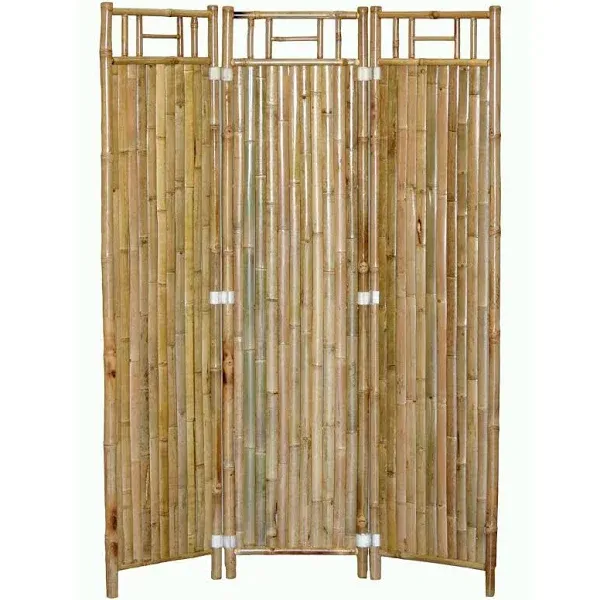 Bamboo54 63" H Natural Bamboo 3 Panel Room Divider