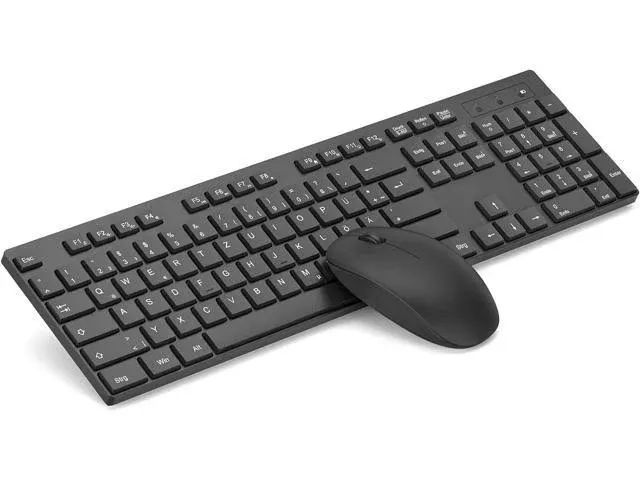 Wireless Keyboard and Mouse Combo, seenda Full Sized Cordless USB Keyboard and Mouse with Quiet Click for Computer/Laptop/Windows/Mac (Black)