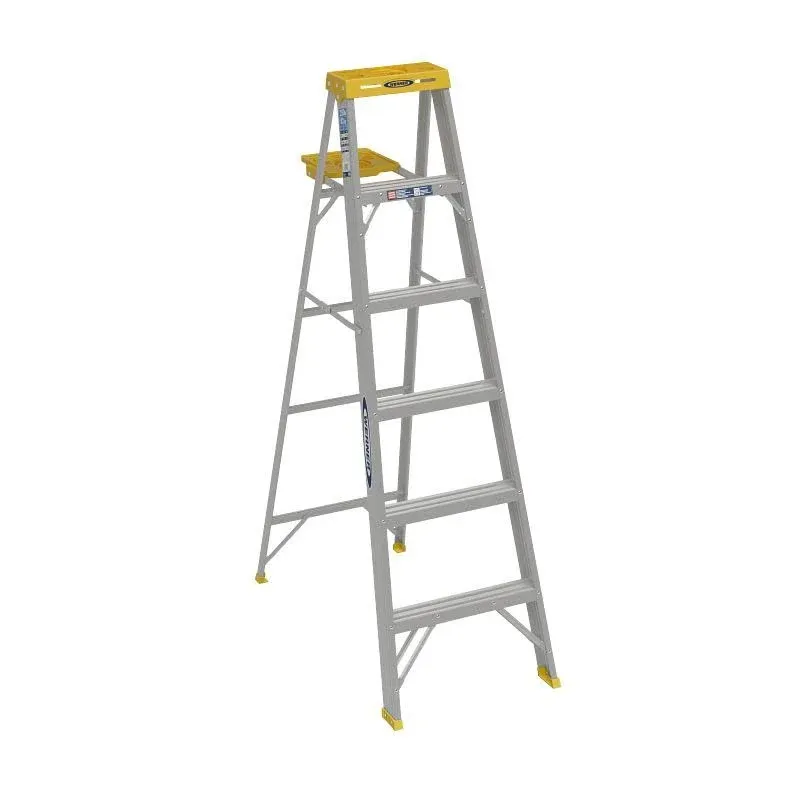 Werner 6 ft. H Aluminum Step Ladder Type I 250 lb. capacity