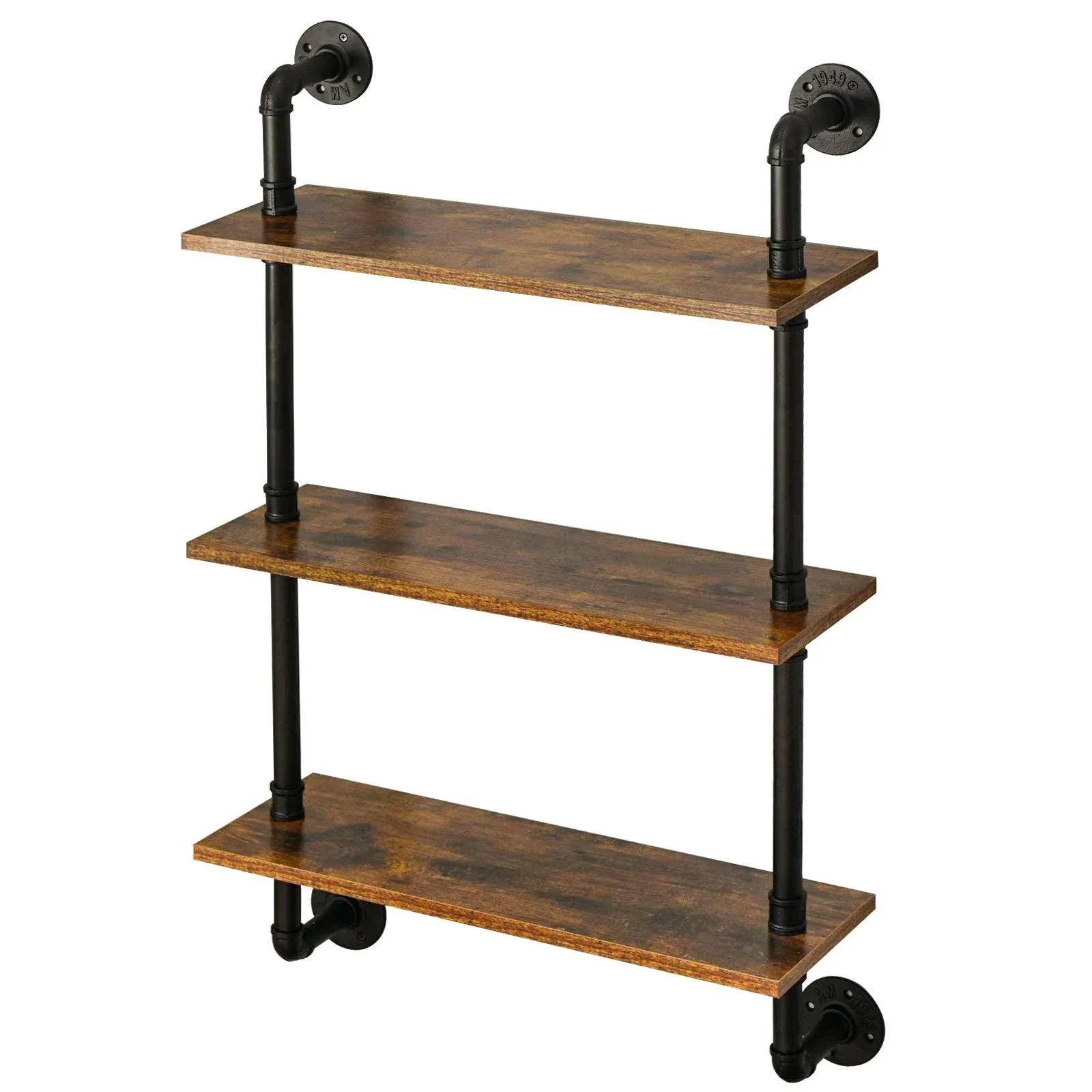 IBUYKE Pipe Floating Shelves,37.5&#034; Industrial Pipe Shelves,3-Tier Rustic Wall