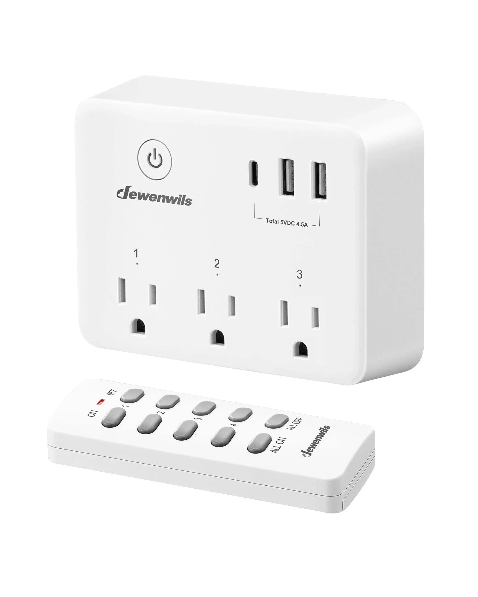 DEWENWILS Wireless Remote Control Outlet, 125V/15A/1875W Remote USB Outlet Switch, 100FT Control Range, Programmable & Expandable Indoor Remote Control Outlet, FCC Listed