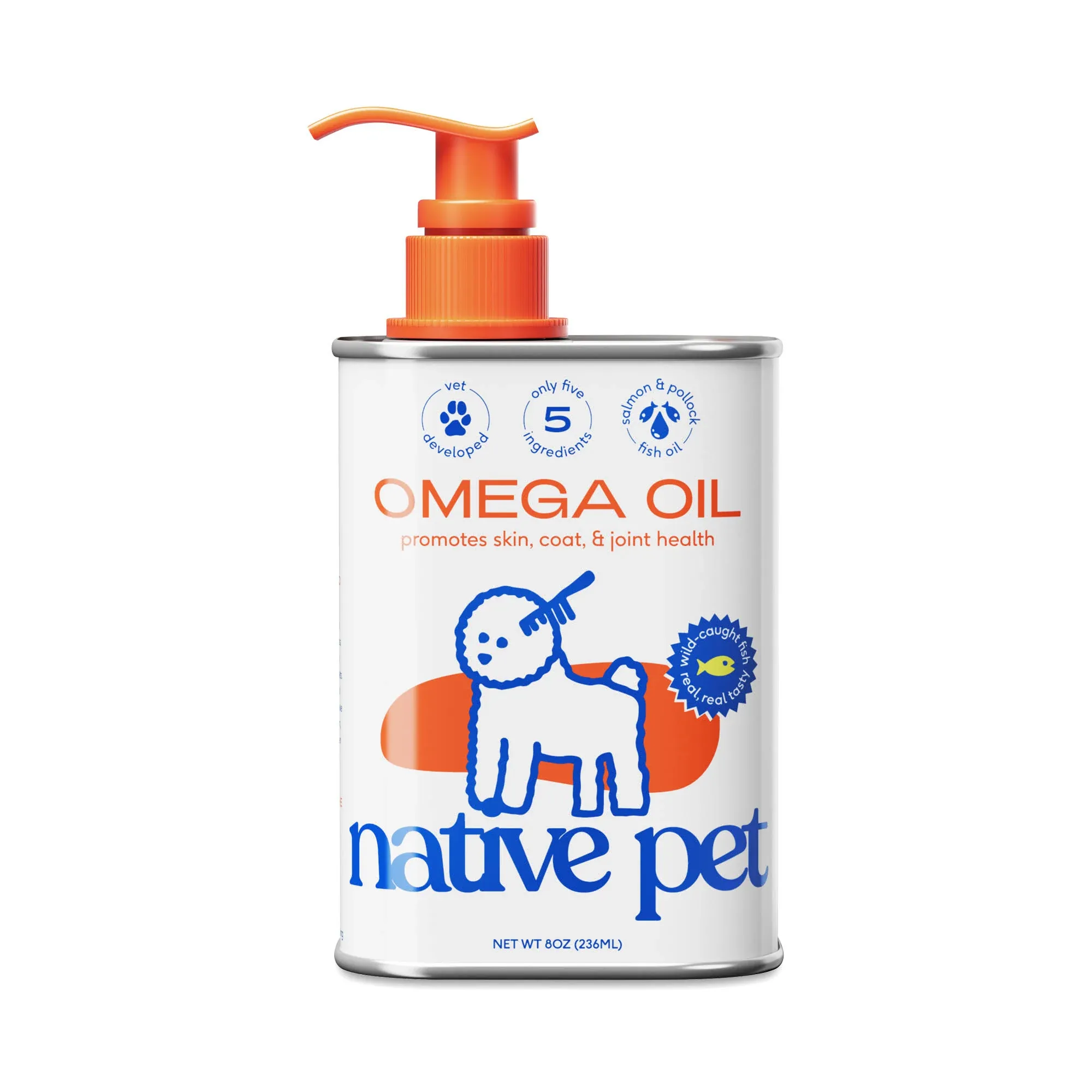 Native Pet Omega 3 Fish Oil Supplements with Omega 3 EPA DHA for Dogs Liquid Pump is Easy to Serve, Supports Itchy Skin + Mobility - a Fish Oil Dogs Love! (16 oz)