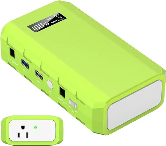 88Wh Portable Power Station 24000mAh Camping Solar Generator(Solar Panel Not Included) Lithium Battery Power 110V/65W AC, DC, USB QC3.0 for Home Camping Emergency Backup Green