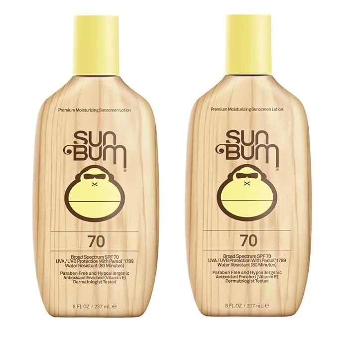 Sun Bum Original SPF 70 Sunscreen Lotion | Vegan and Reef Friendly (Octinoxate & Oxybenzone Free) Broad Spectrum Moisturizing UVA/UVB Sunscreen with Vitamin E | 8 oz | 2 Pack