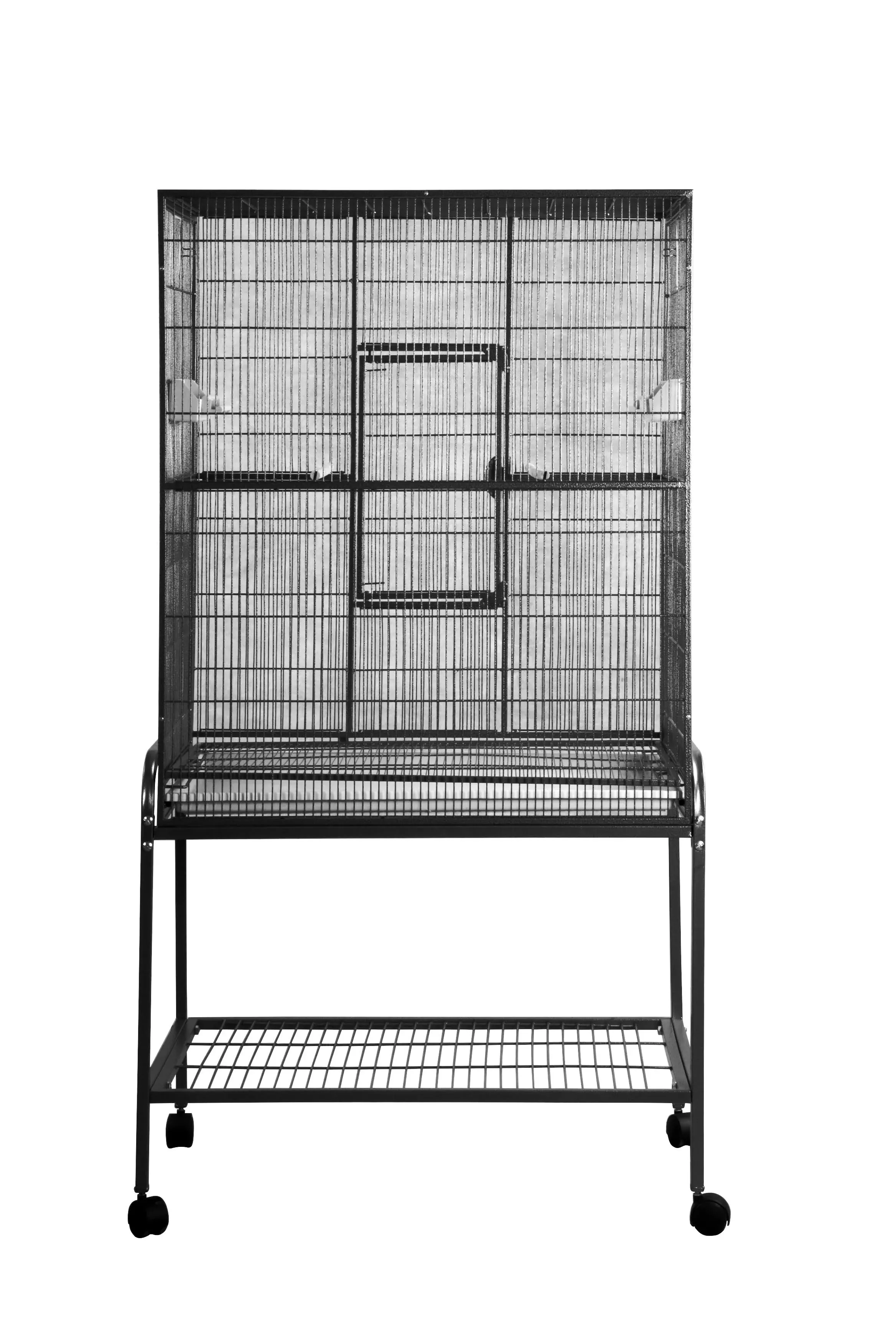 A&E Cage 32 in. x 21 in. Flight Bird Cage with Stand, Black