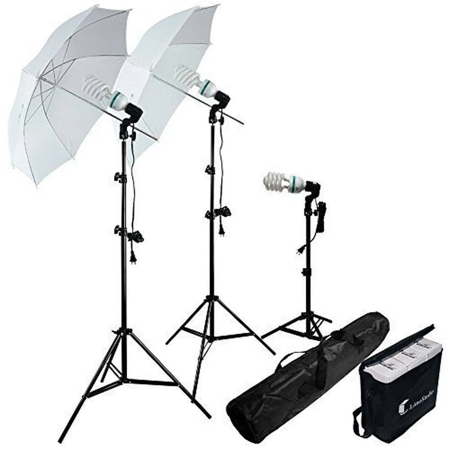 LimoStudio (LED Super Bright) 1200W Output Photo Studio Umbrella Continuous Lighting Kit, 6500K Neutral Day Light, 9000 Lumen, 95>CRI, White Soft Umbrella Diffuser & Black, Silver Reflector, LMS103