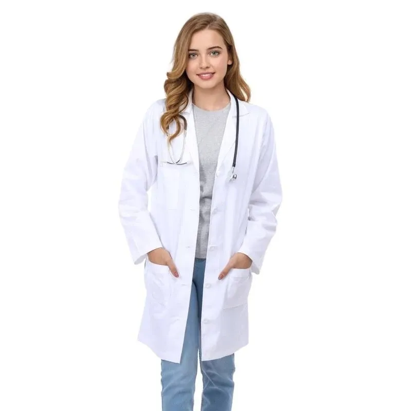 Professional Lab Coat for Men Women Long Sleeve, White, Unisex