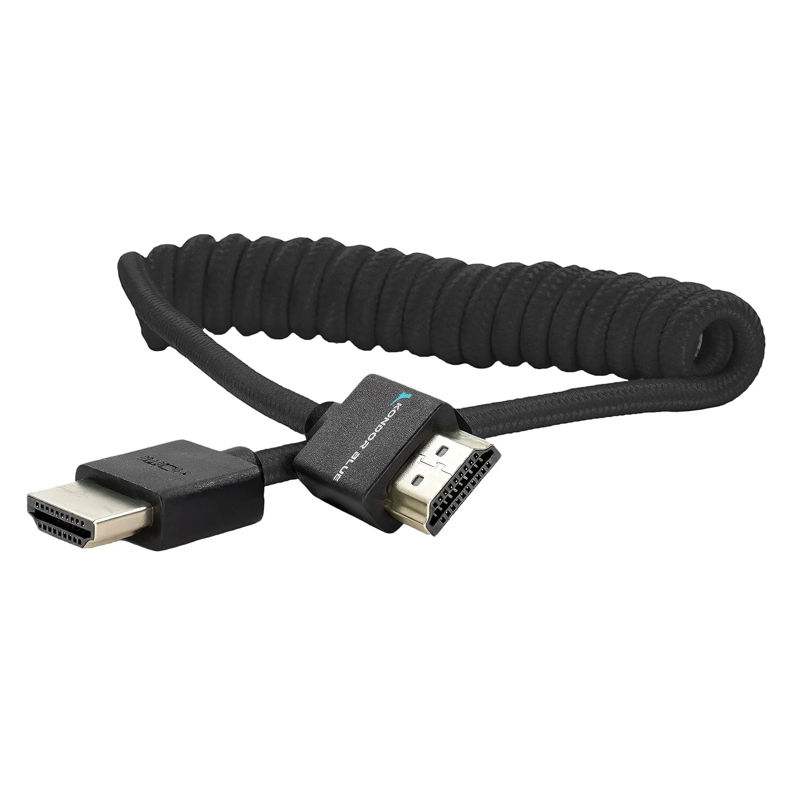 KONDOR BLUE Câble tressé 4K HDMI vers HDMI fin et court pour écrans d'appareil photo, cartes de capture et plus encore | 4K/60 Hz | MétaData 3D HDR 18 Gbit/s | 30,5 cm ~ 61 cm | Noir