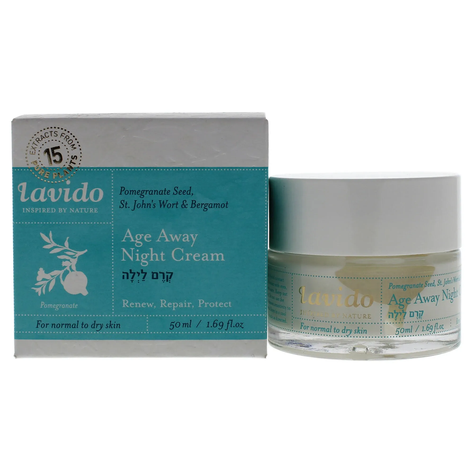 LAVIDO Age Away Night Cream, Pomegranate Seed, St John's Wort & Bergamot, 50 ml