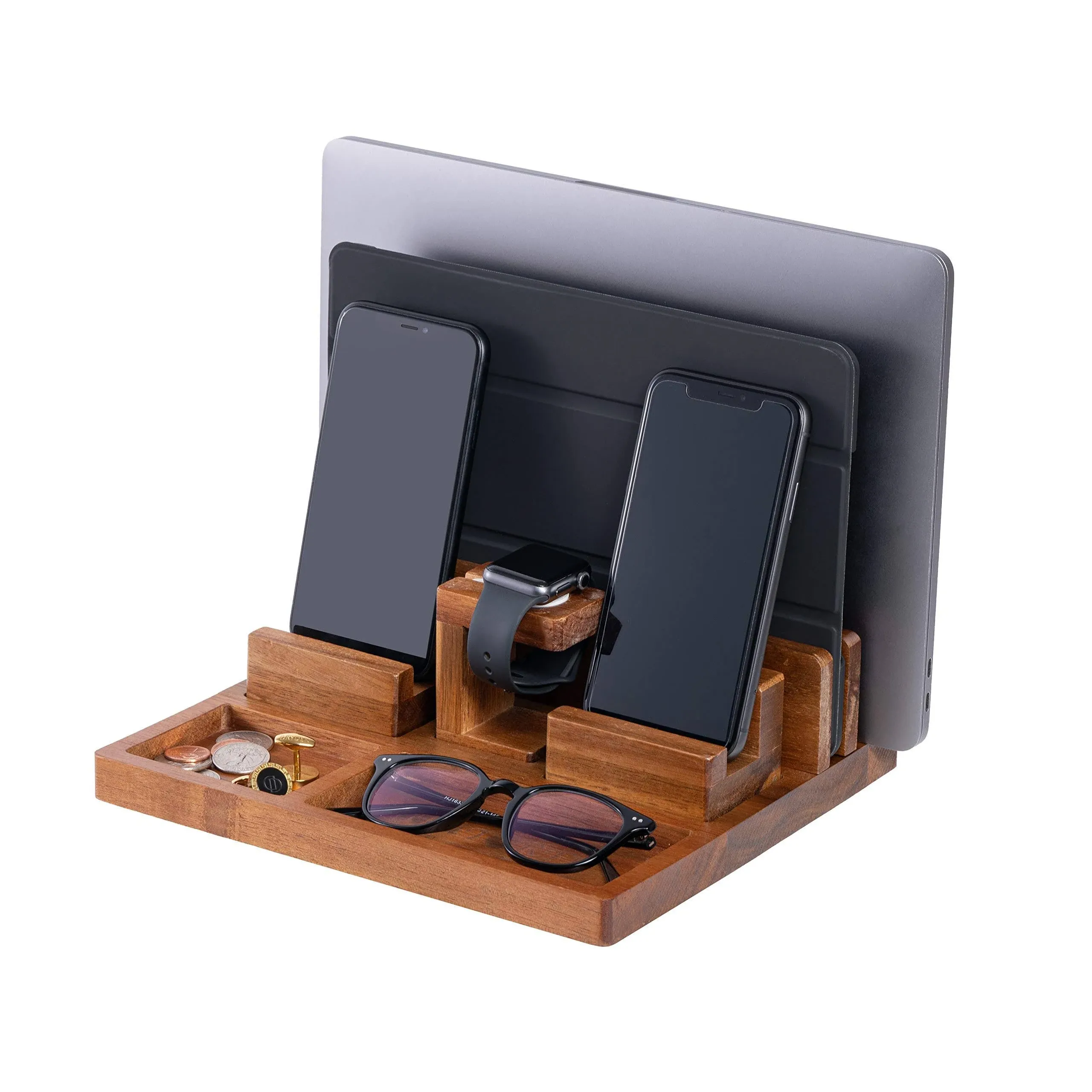 WUTCRFT - Wood Charging Station/Nightstand Organizer for Multiple Devices ...