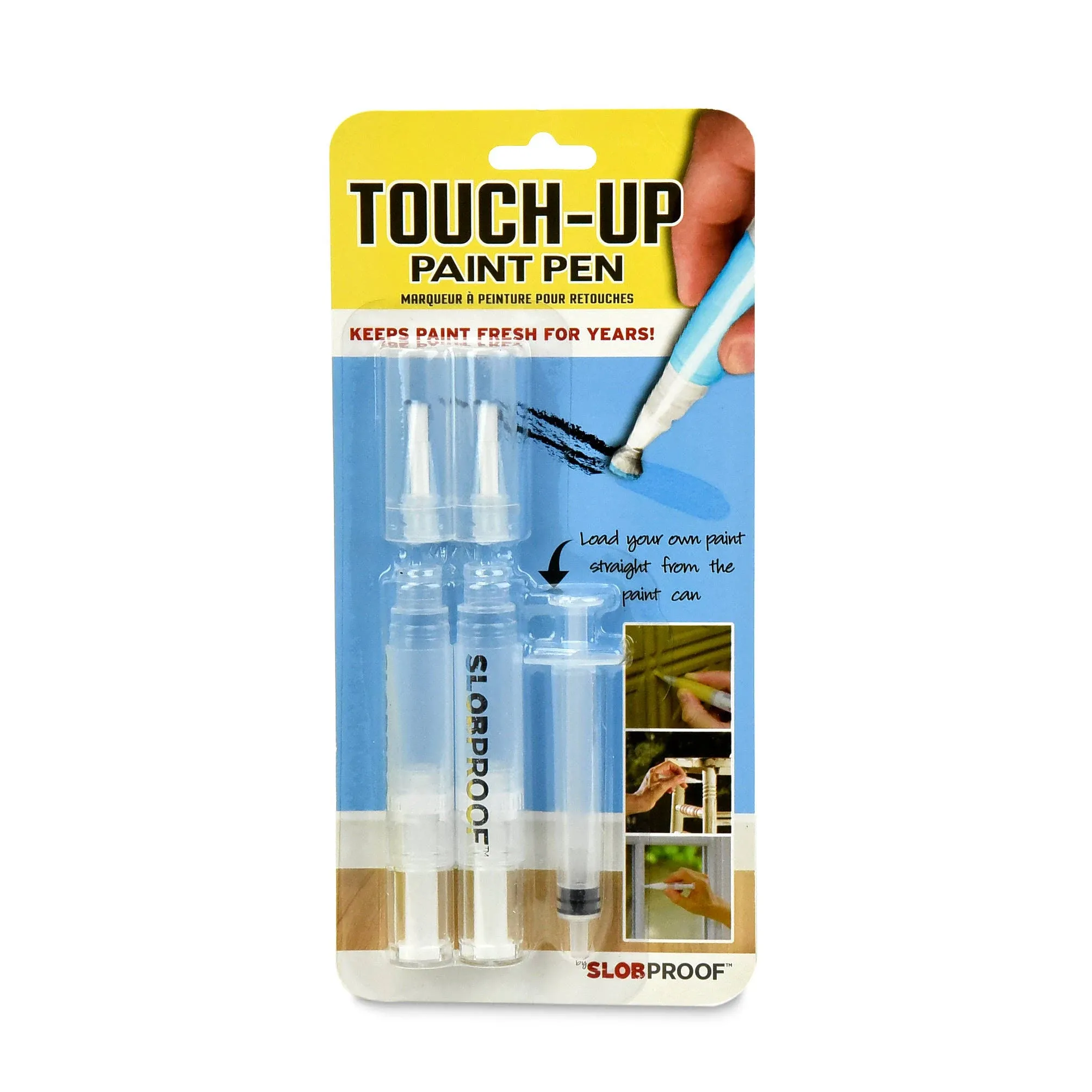 Slobproof Refillable Paint Brush Pens 2 in 1 Pack. Convenient Touch-Up with Easy To Use Syringes, Fillable Solution for Precision and Ease in Paint Touch-Ups. Ideal for Home, Wood and Paint Touch Ups