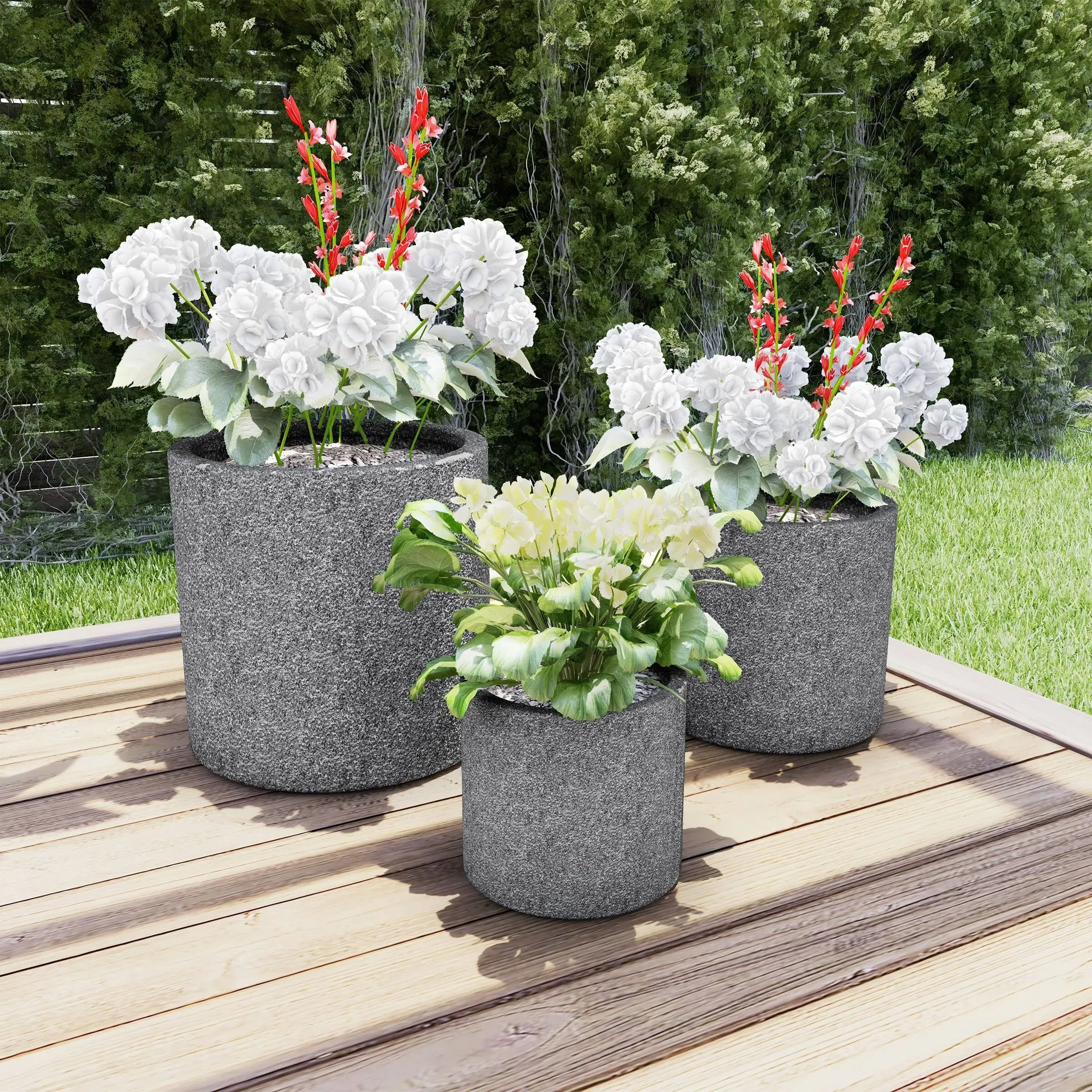 Pure Garden Modern Decor Marbled Planters